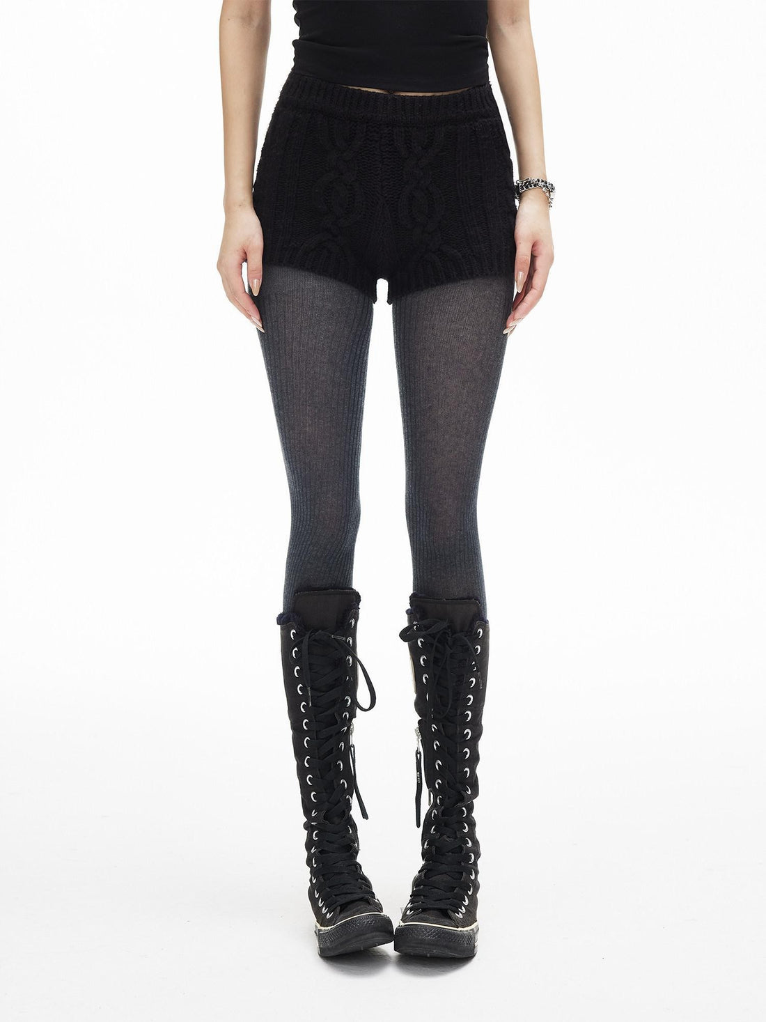 iamxiaa Vintage Chunky Cable Knit Ribbed Slim Women&