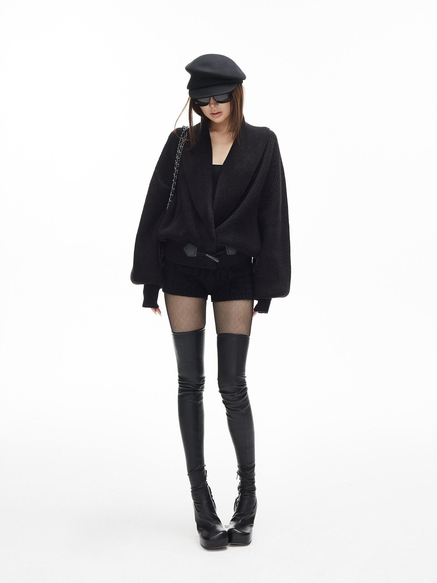 iamxiaa Vintage Chunky Cable Knit Ribbed Slim Women&