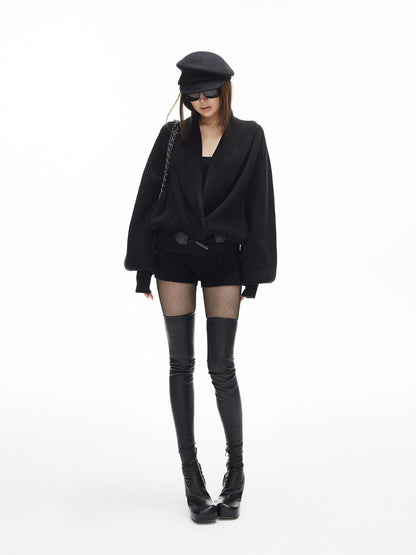 iamxiaa Vintage Chunky Cable Knit Ribbed Slim Women&