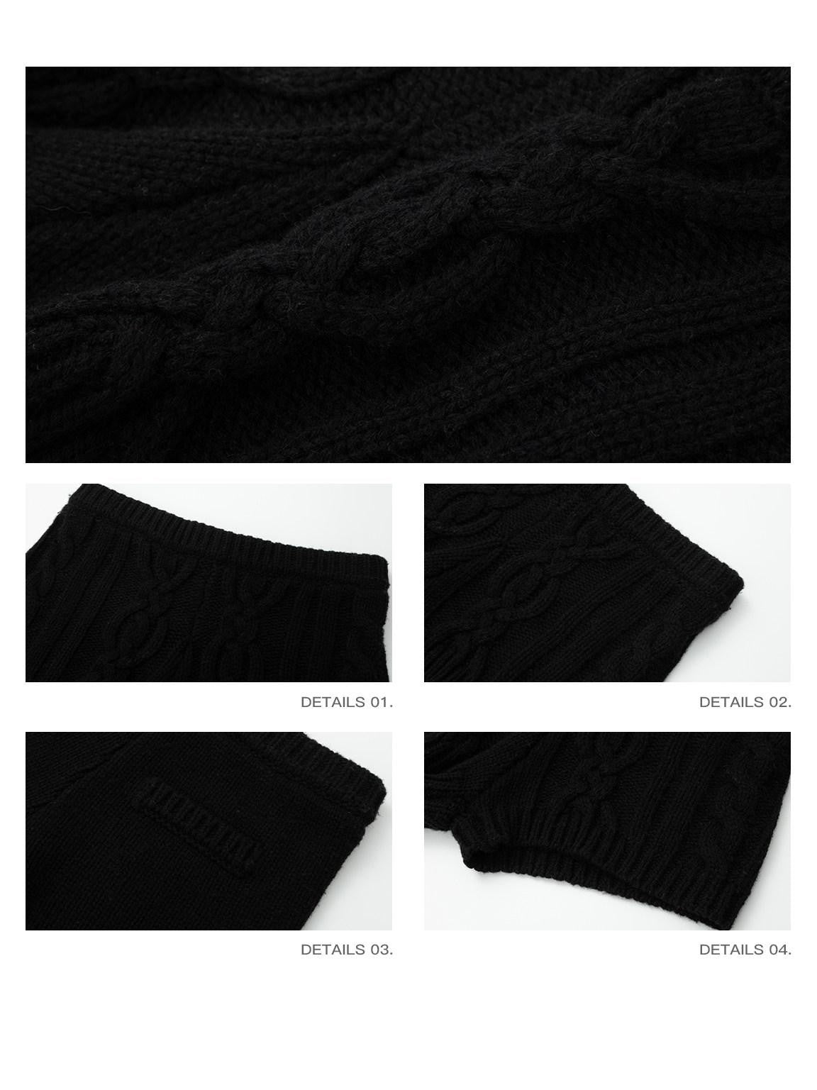 iamxiaa Vintage Chunky Cable Knit Ribbed Slim Women&