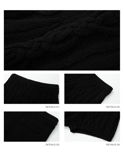 iamxiaa Vintage Chunky Cable Knit Ribbed Slim Women&