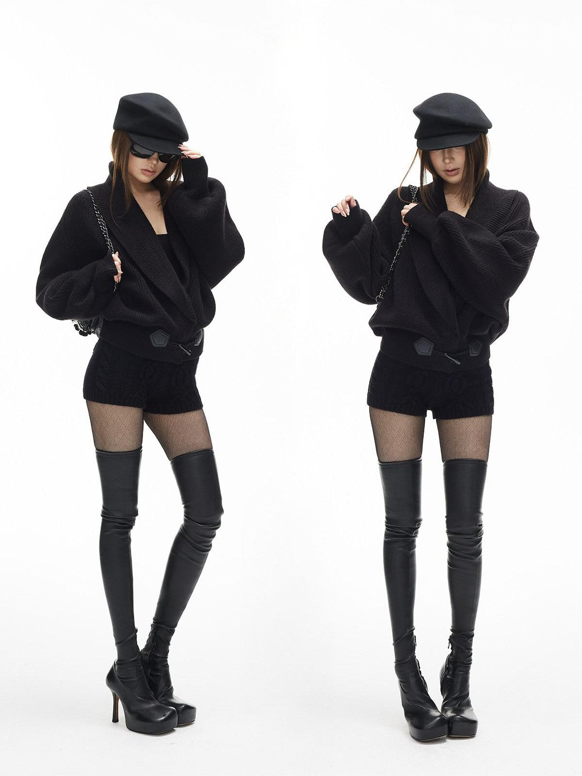 iamxiaa Vintage Chunky Cable Knit Ribbed Slim Women&