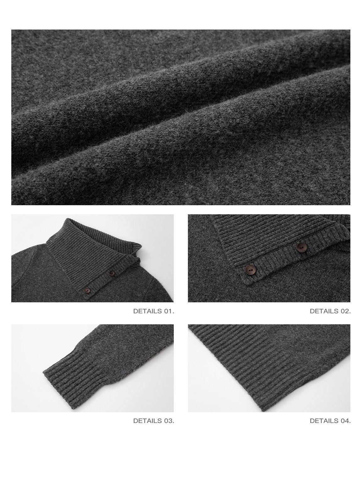 iamxiaa Vintage Chunky Marl Wooden Button Convertible Neck Women&