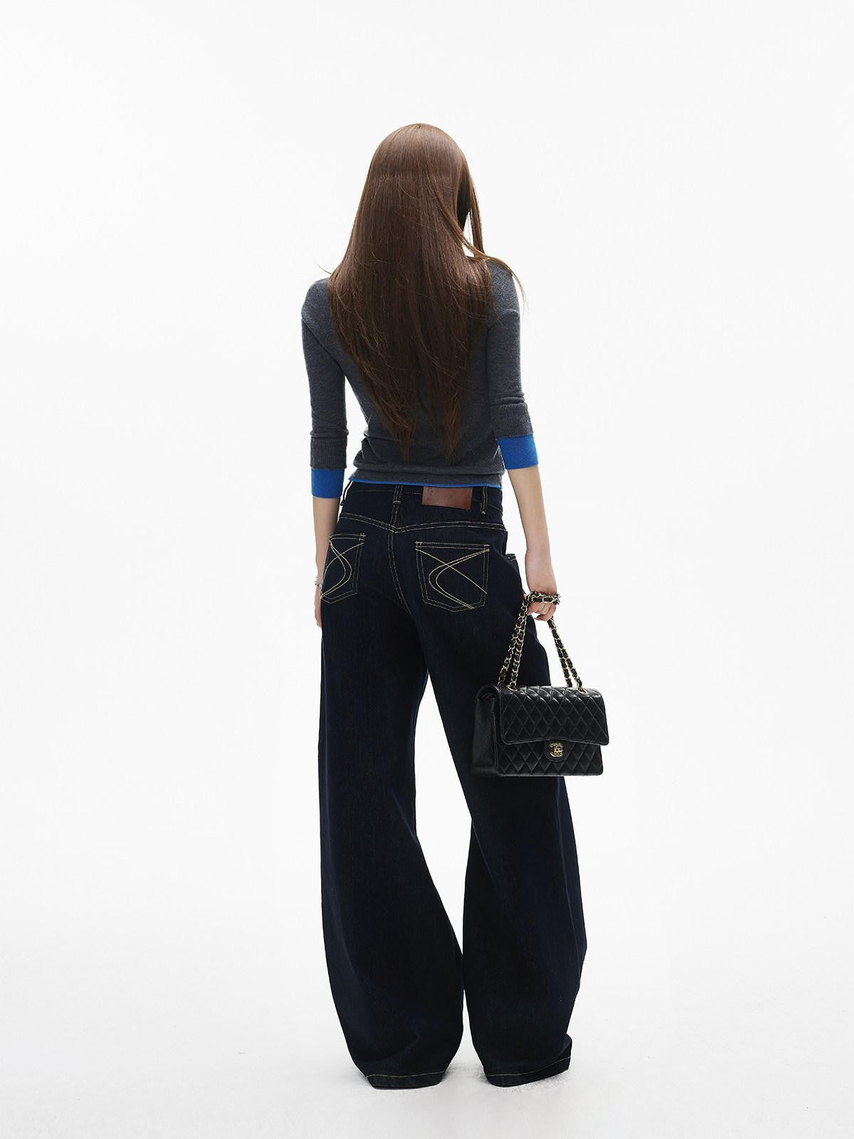 iamxiaa Vintage Contrast Stitch Fancy Pocket Slimming Women&