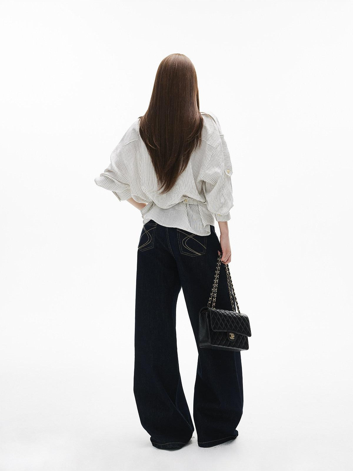 iamxiaa Vintage Contrast Stitch Fancy Pocket Slimming Women&