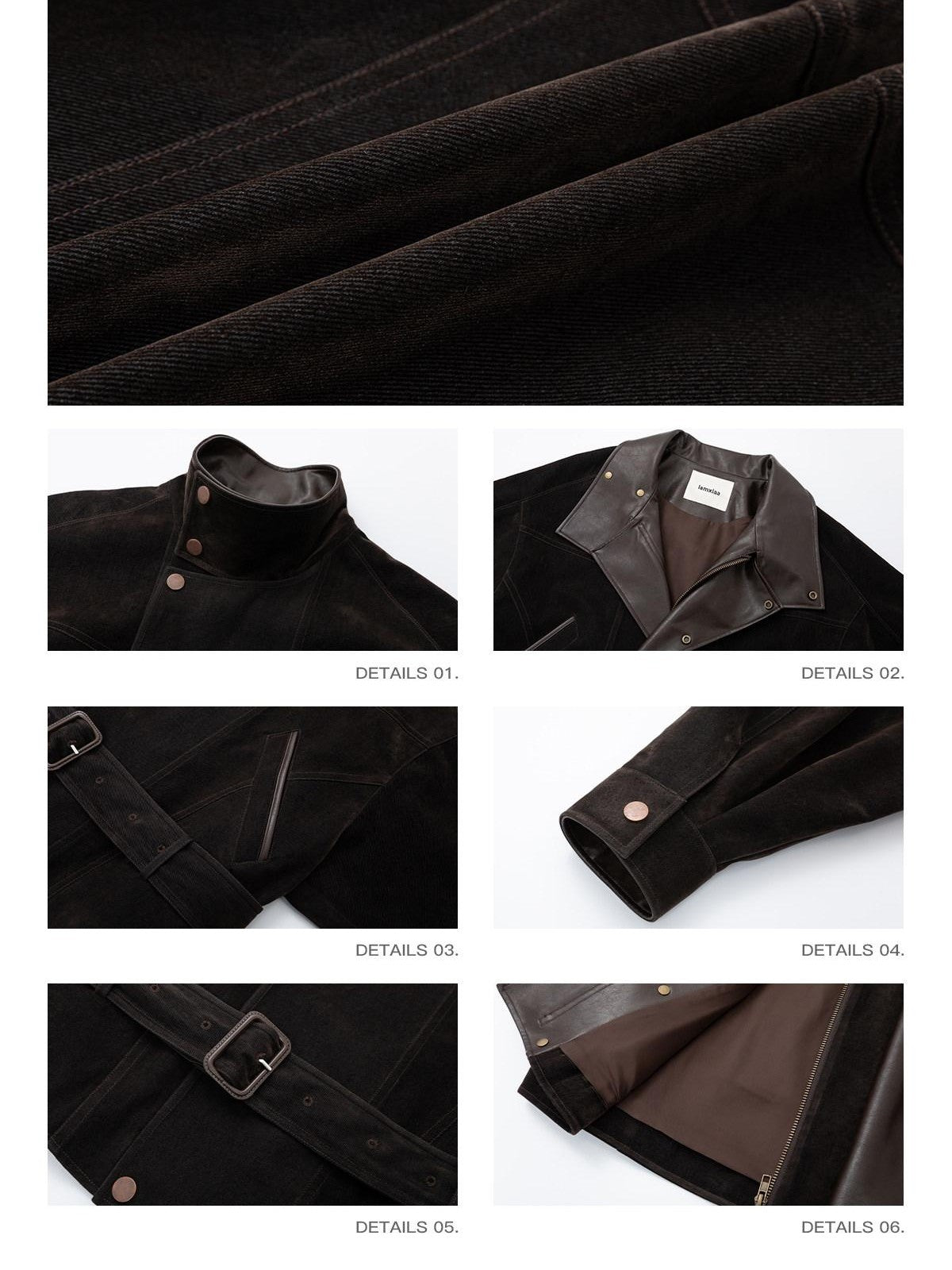 iamxiaa Vintage Flocked Leather Patch Lantern Sleeve Tie Waist Women&
