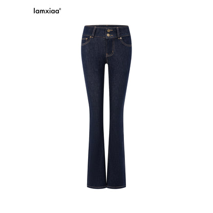 iamxiaa_Vintage_Low_Rise_Double_Button_Wide_Waistband_Slim_Flare_Women&