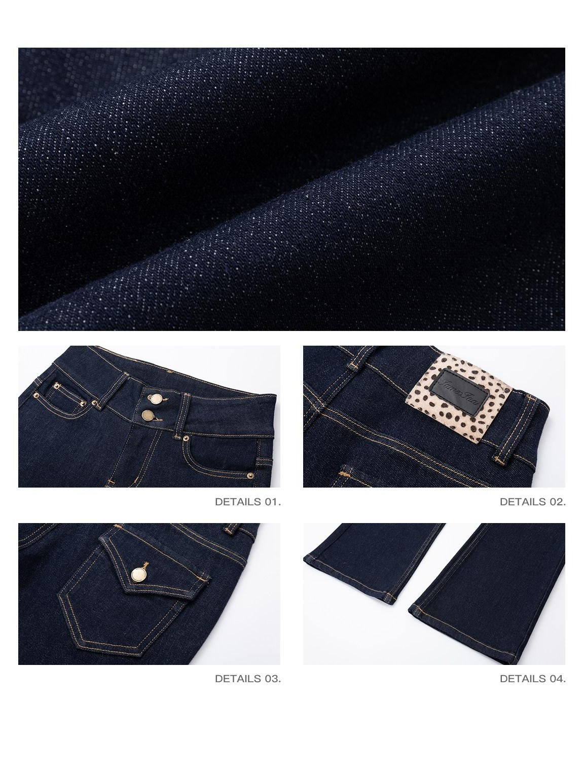 iamxiaa Vintage Low Rise Double Button Wide Waistband Slim Flare Women&