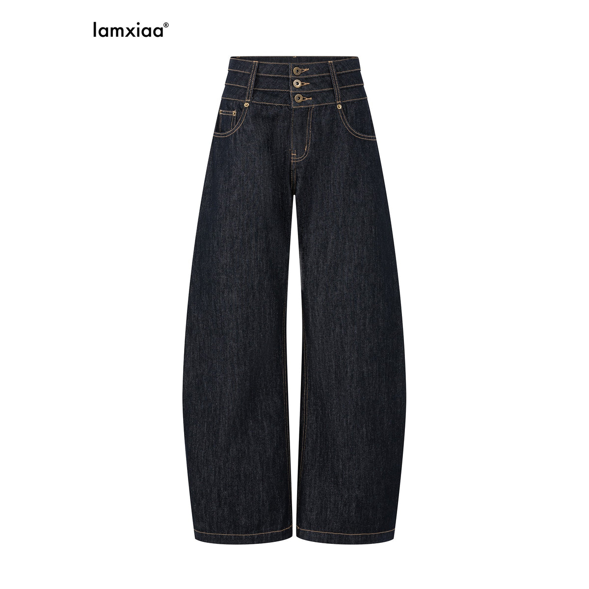 iamxiaa_Vintage_Low_Waist_Triple_Button_Multi_Stitch_Cotton_Women&