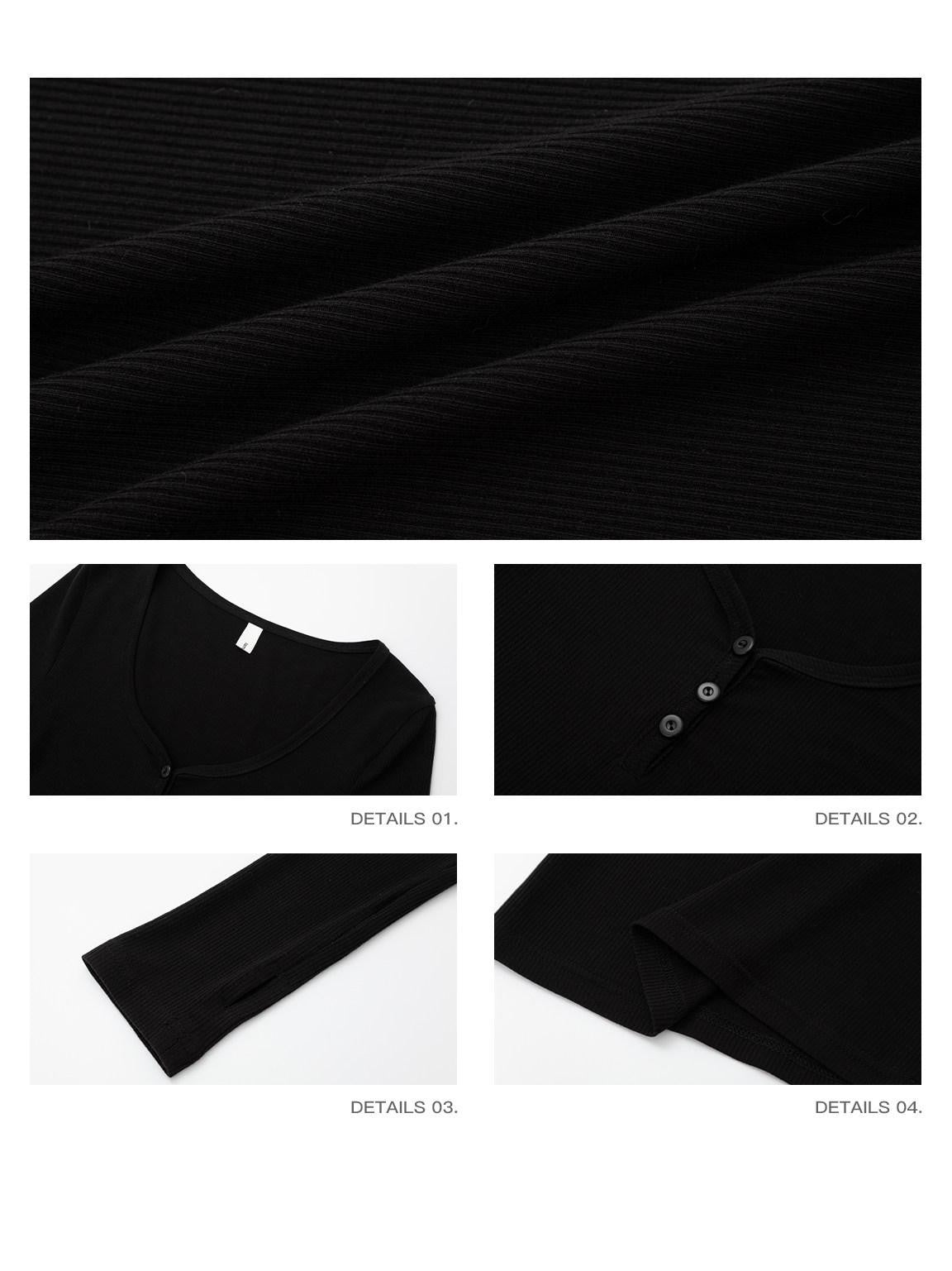 iamxiaa Vintage Ribbed Textured U Neck Henley Women&