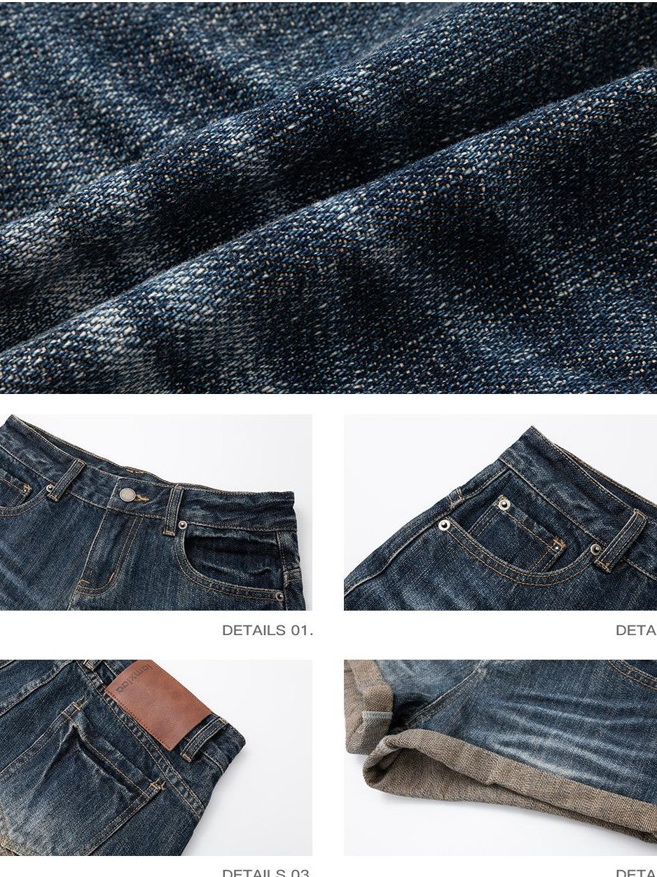 iamxiaa Vintage Wash Asymmetric Fold Slim Fit Women&