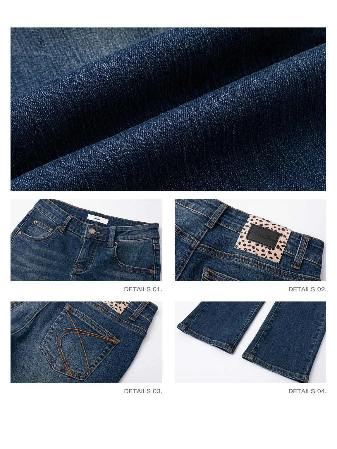 iamxiaa Vintage Wash Retro Low Rise Straight Flare Women&