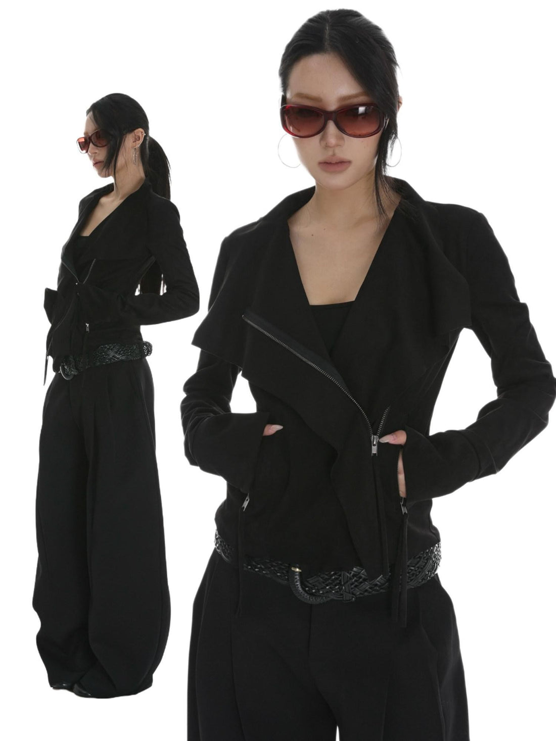 iamxiaa Visual Lapel Sculpted Tailoring Slim Women&