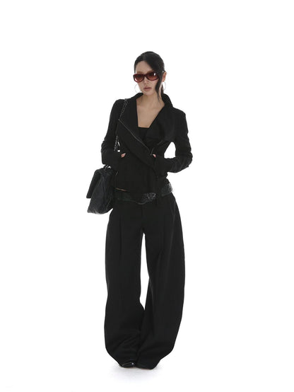 iamxiaa Visual Lapel Sculpted Tailoring Slim Women&