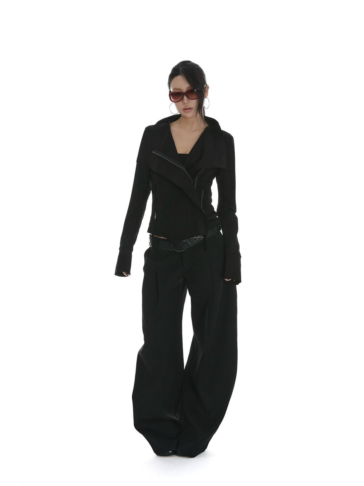 iamxiaa Visual Lapel Sculpted Tailoring Slim Women&