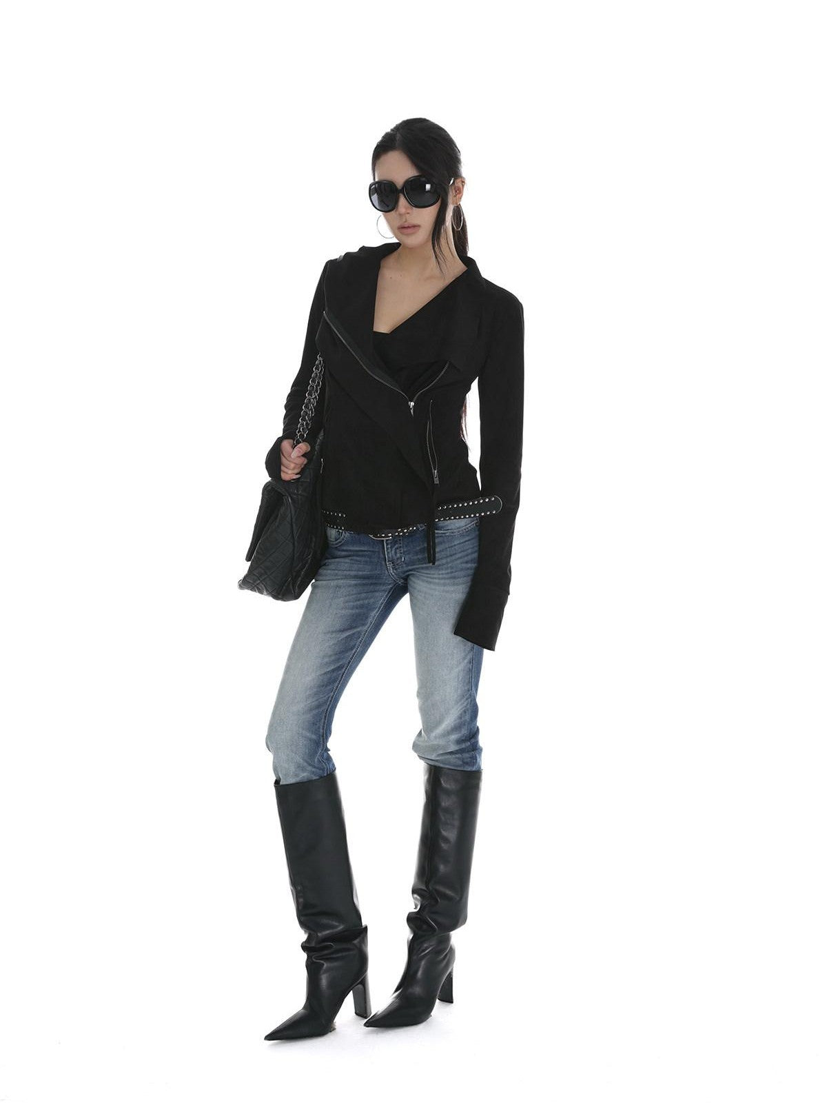 iamxiaa Visual Lapel Sculpted Tailoring Slim Women&
