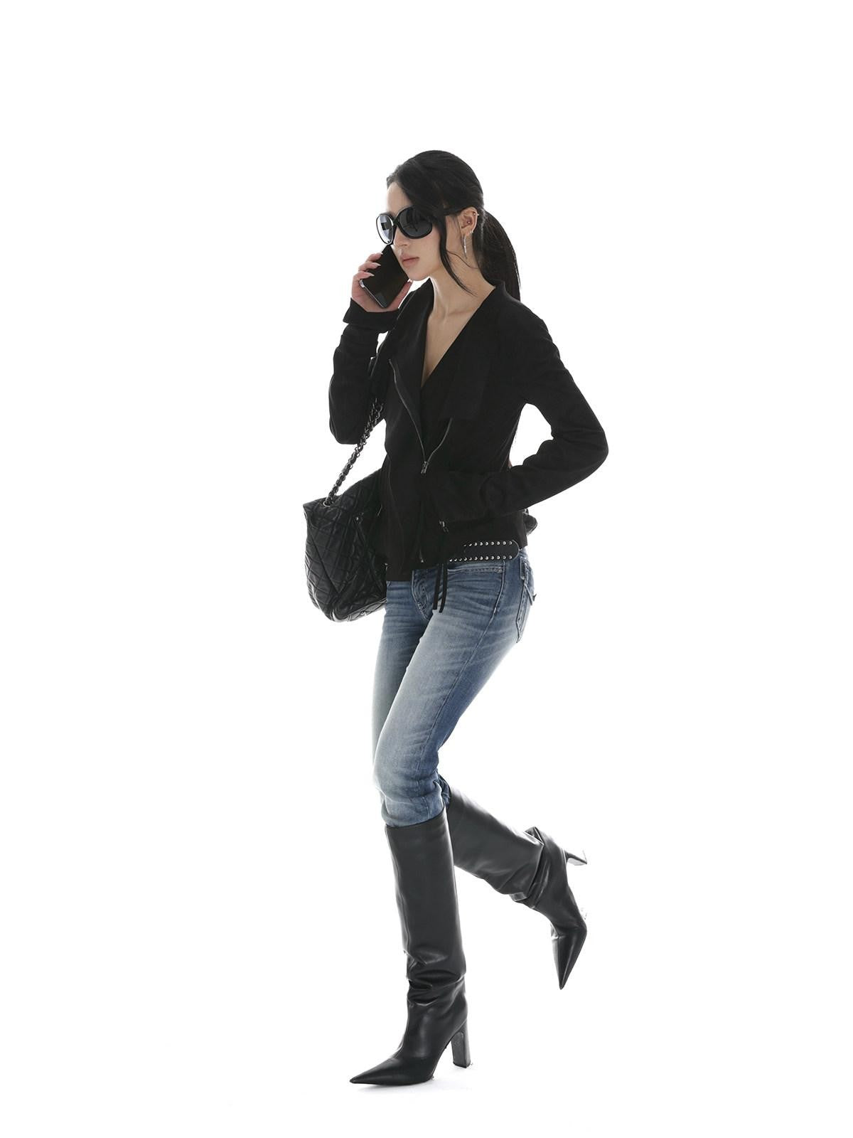 iamxiaa Visual Lapel Sculpted Tailoring Slim Women&