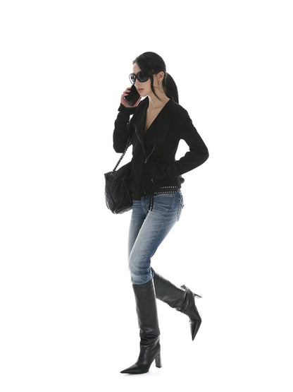 iamxiaa Visual Lapel Sculpted Tailoring Slim Women&