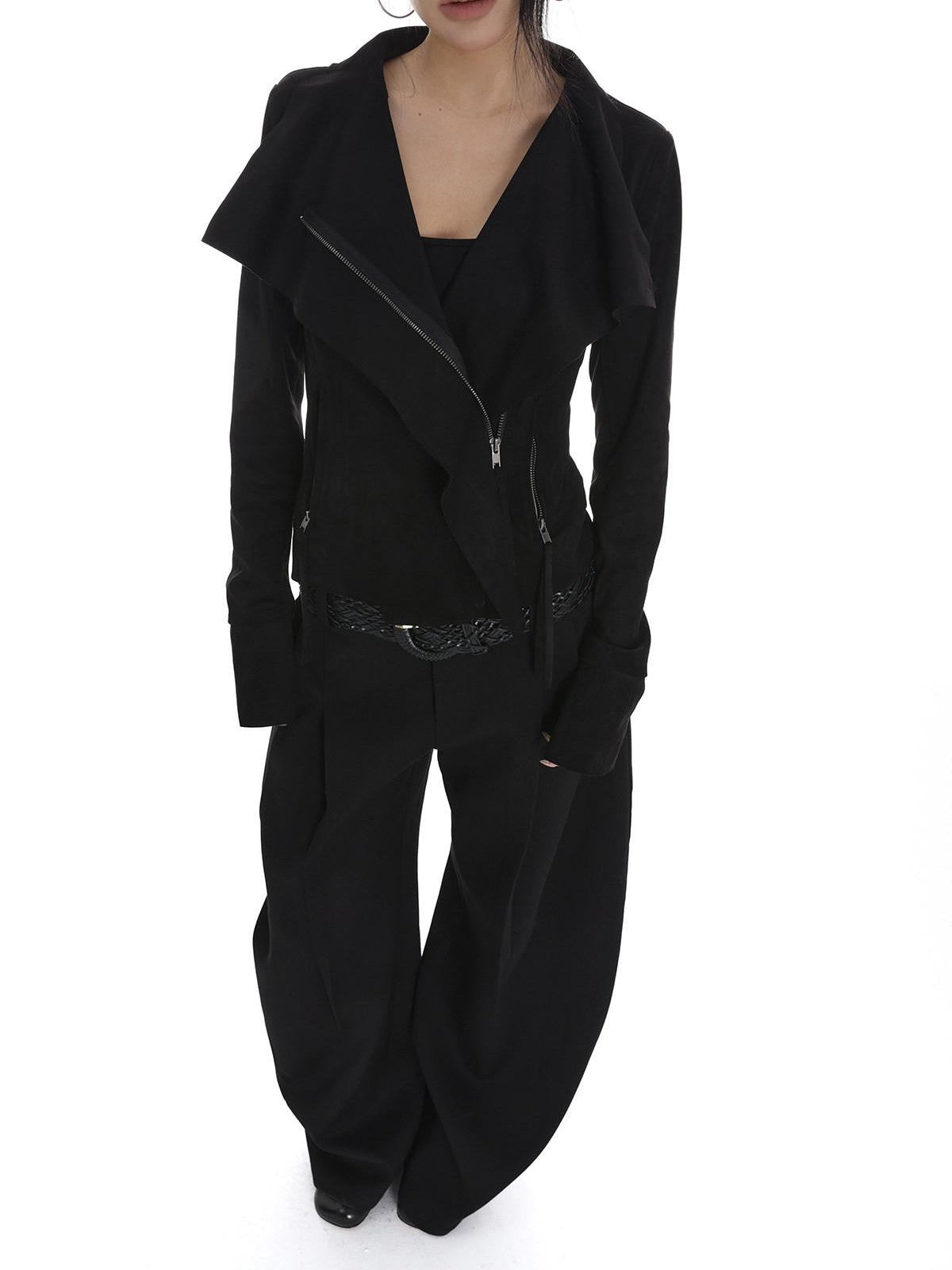 iamxiaa Visual Lapel Sculpted Tailoring Slim Women&