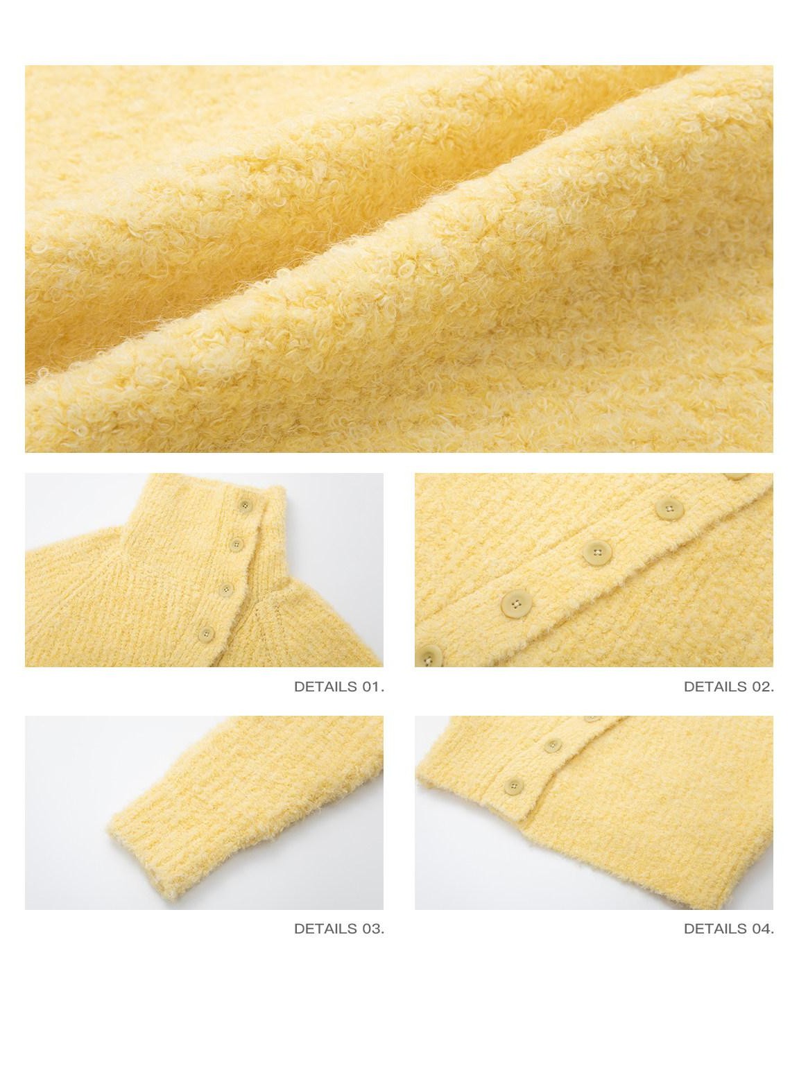 iamxiaa Warm Goose Yellow 3d Loop Multicolor Stand Collar Women&