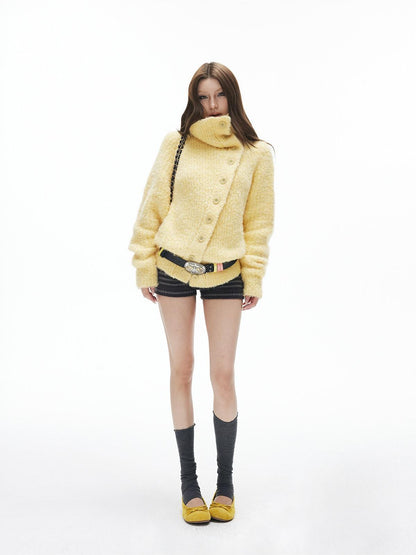 iamxiaa Warm Goose Yellow 3d Loop Multicolor Stand Collar Women&