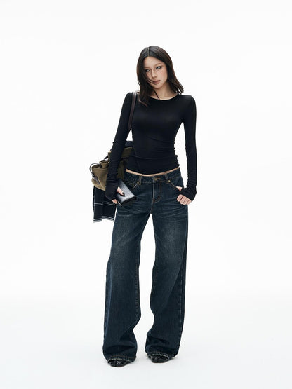 iamxiaa Washed 3d Pocket Low Rise Women&