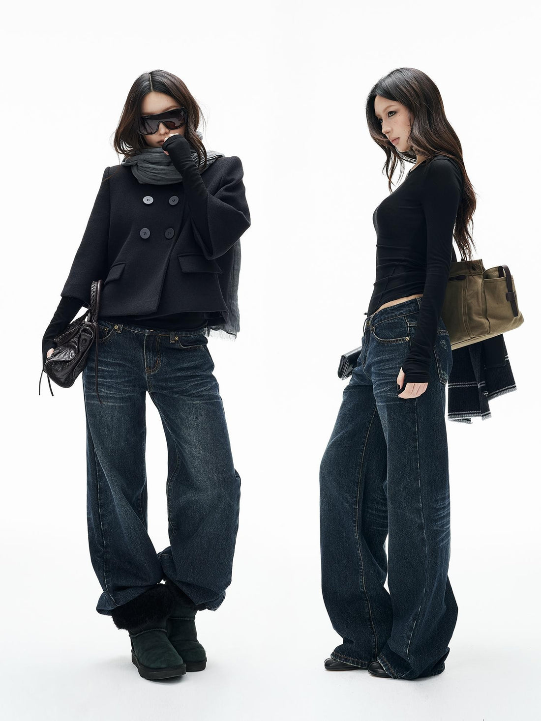 iamxiaa Washed 3d Pocket Low Rise Women&