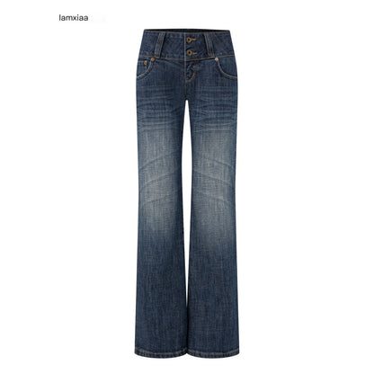 iamxiaa_Washed_Dark_Blue_Low_Waist_Pocket_Women&