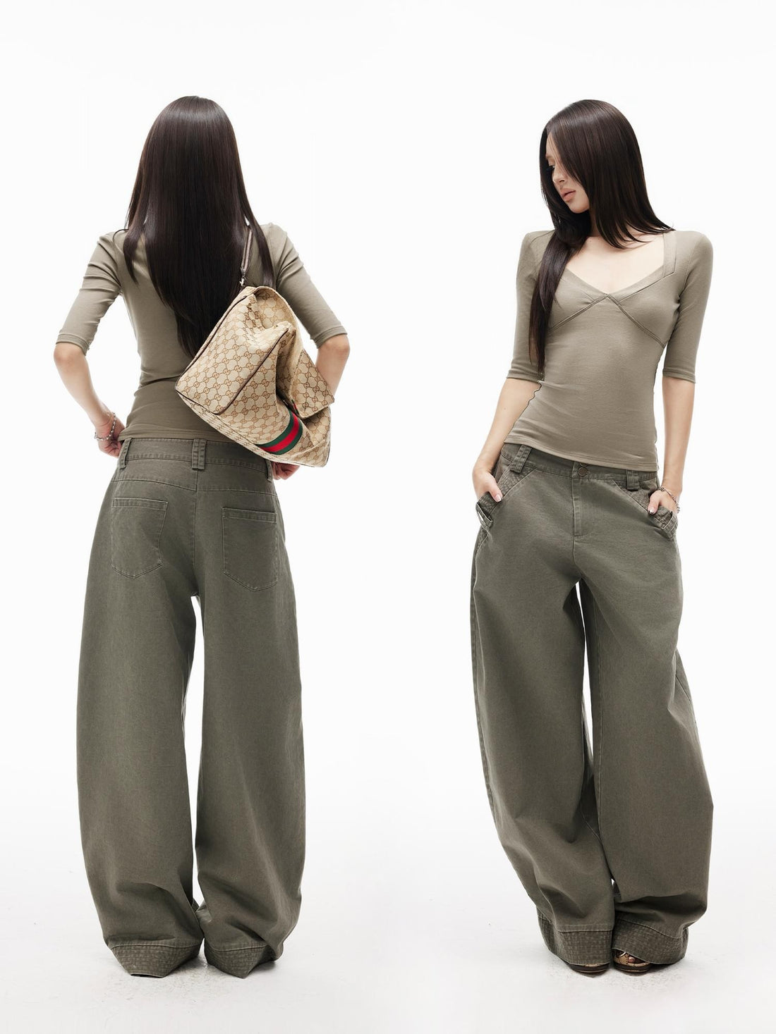 iamxiaa Washed Embroidered Low Waist Pure Cotton Women&