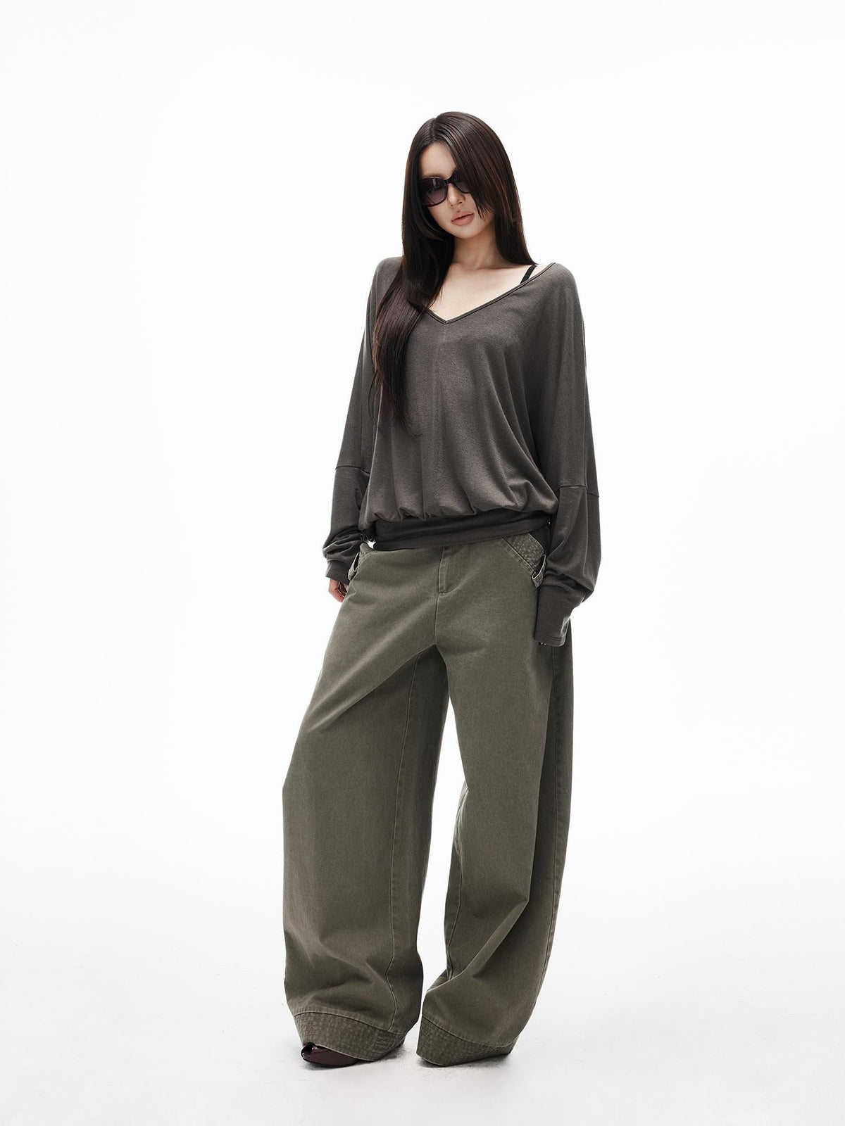iamxiaa Washed Embroidered Low Waist Pure Cotton Women&