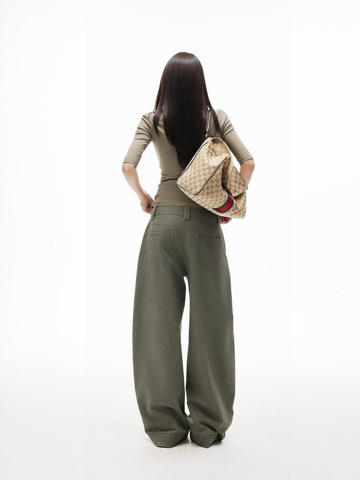 iamxiaa Washed Embroidered Low Waist Pure Cotton Women&