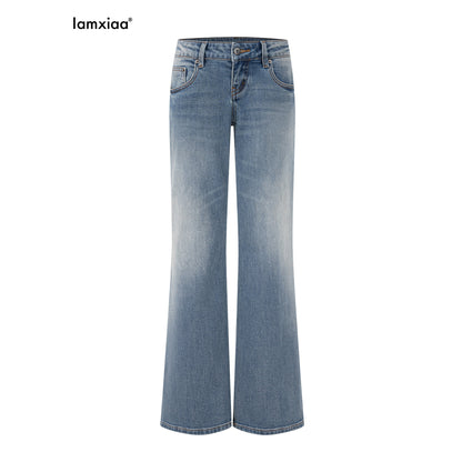 iamxiaa_Washed_Textured_Low_Waist_Flared_Women&