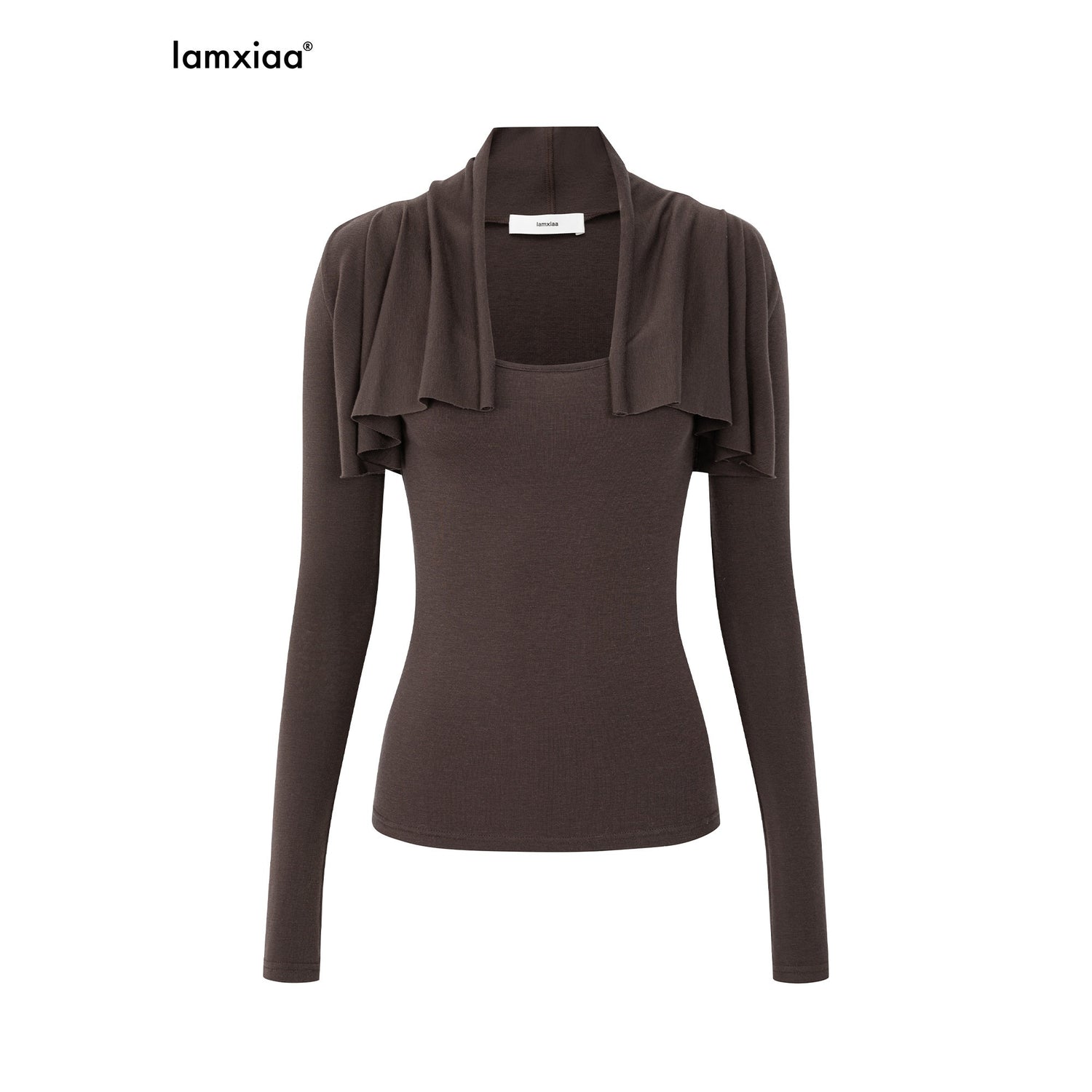 iamxiaa_Wavy_Pleated_Cropped_U_Neck_Slim_Fit_Women&