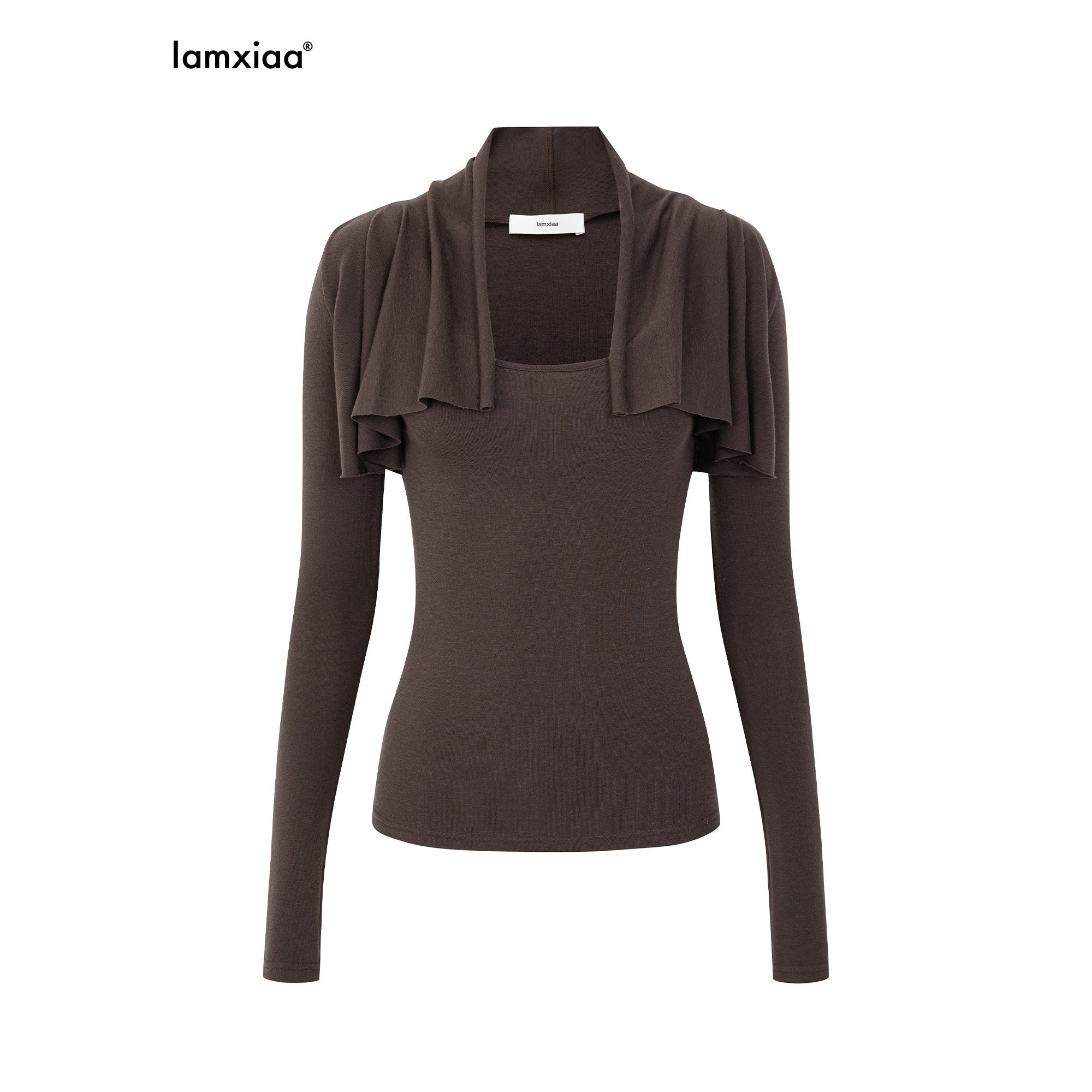 iamxiaa_Wavy_Pleated_Cropped_U_Neck_Slim_Fit_Women&
