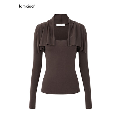 iamxiaa_Wavy_Pleated_Cropped_U_Neck_Slim_Fit_Women&