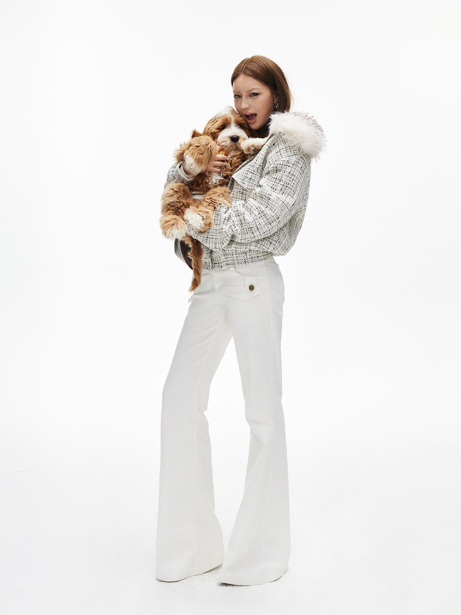iamxiaa White Double Button Cargo Flap Vintage Women&