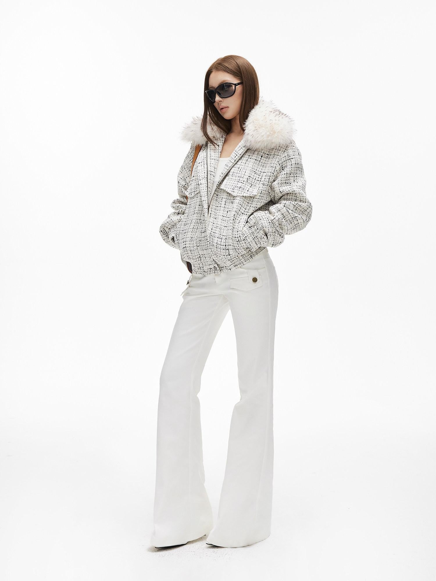 iamxiaa White Double Button Cargo Flap Vintage Women&