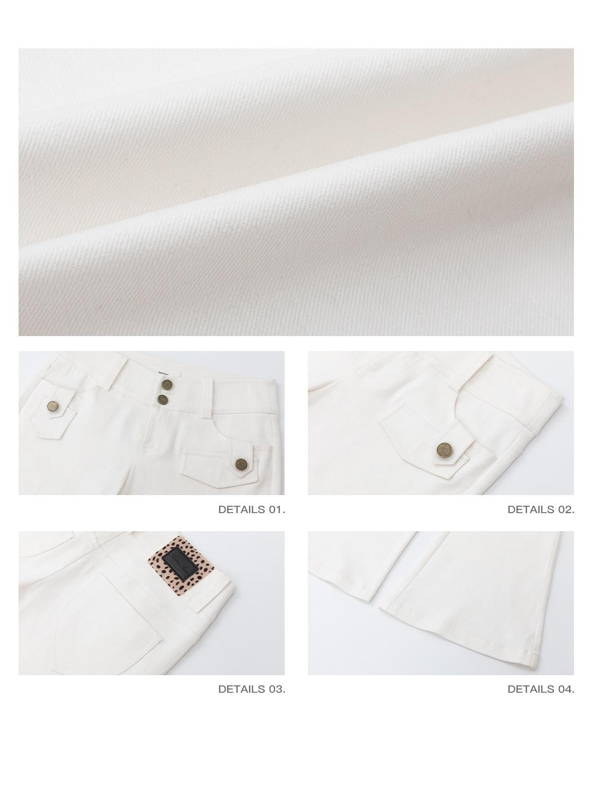 iamxiaa White Double Button Cargo Flap Vintage Women&