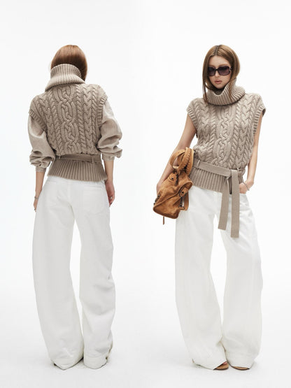 iamxiaa White Double Stitch Split Hem Cut Copper Button Women&
