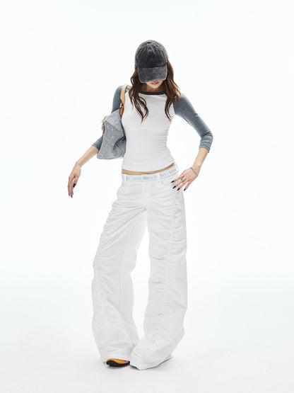 iamxiaa White Gray Colorblock Raglan Crew Fitted Women&