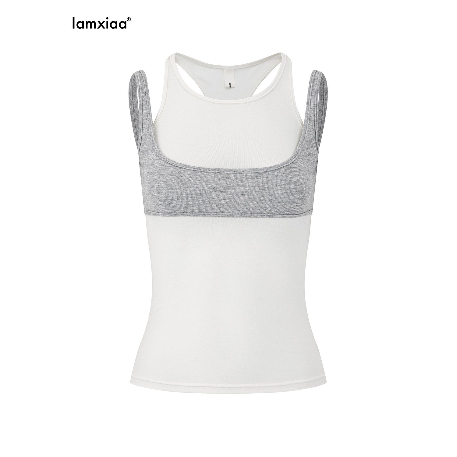 iamxiaa_White_Gray_Contrast_Racerback_Slim_Layered_Women&