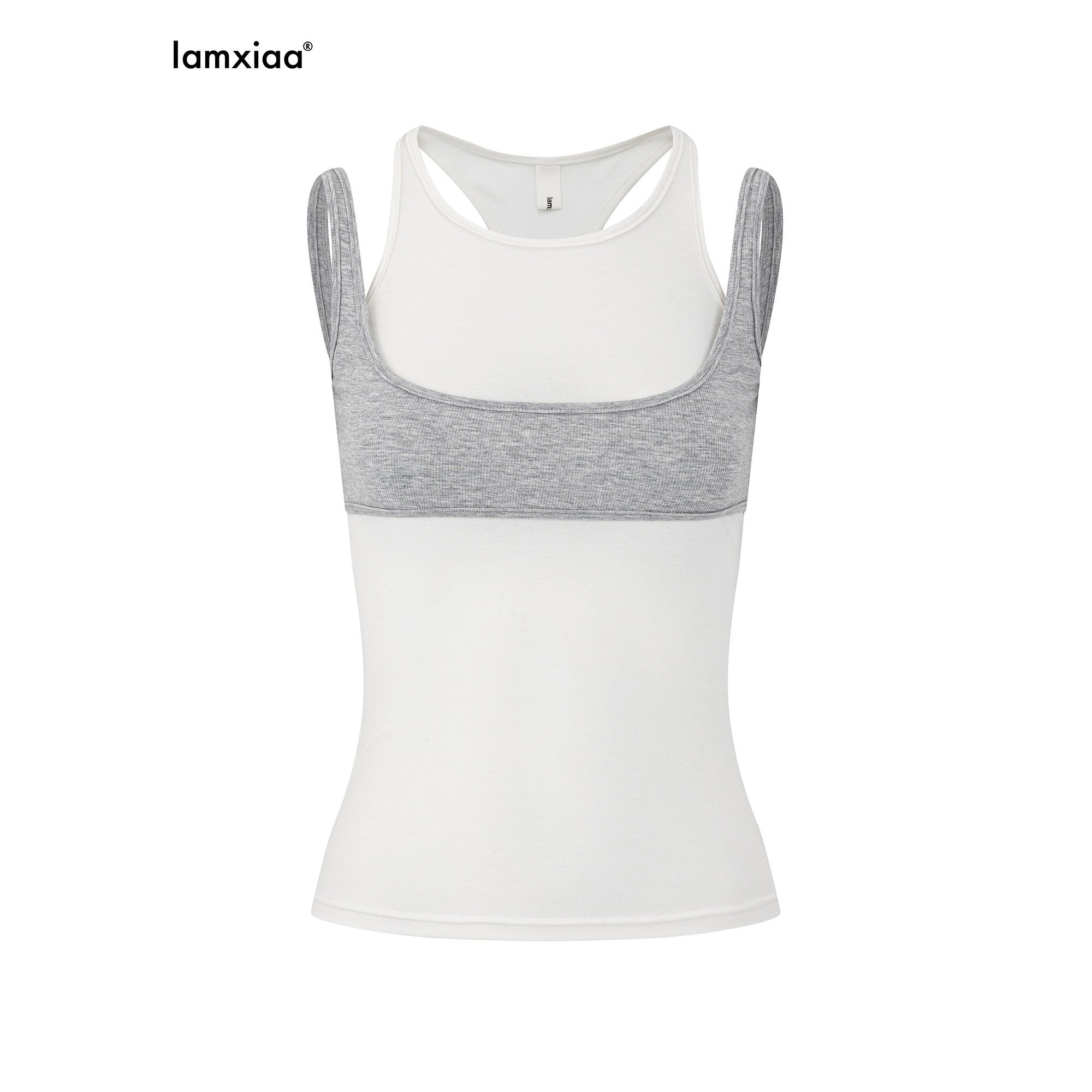 iamxiaa_White_Gray_Contrast_Racerback_Slim_Layered_Women&