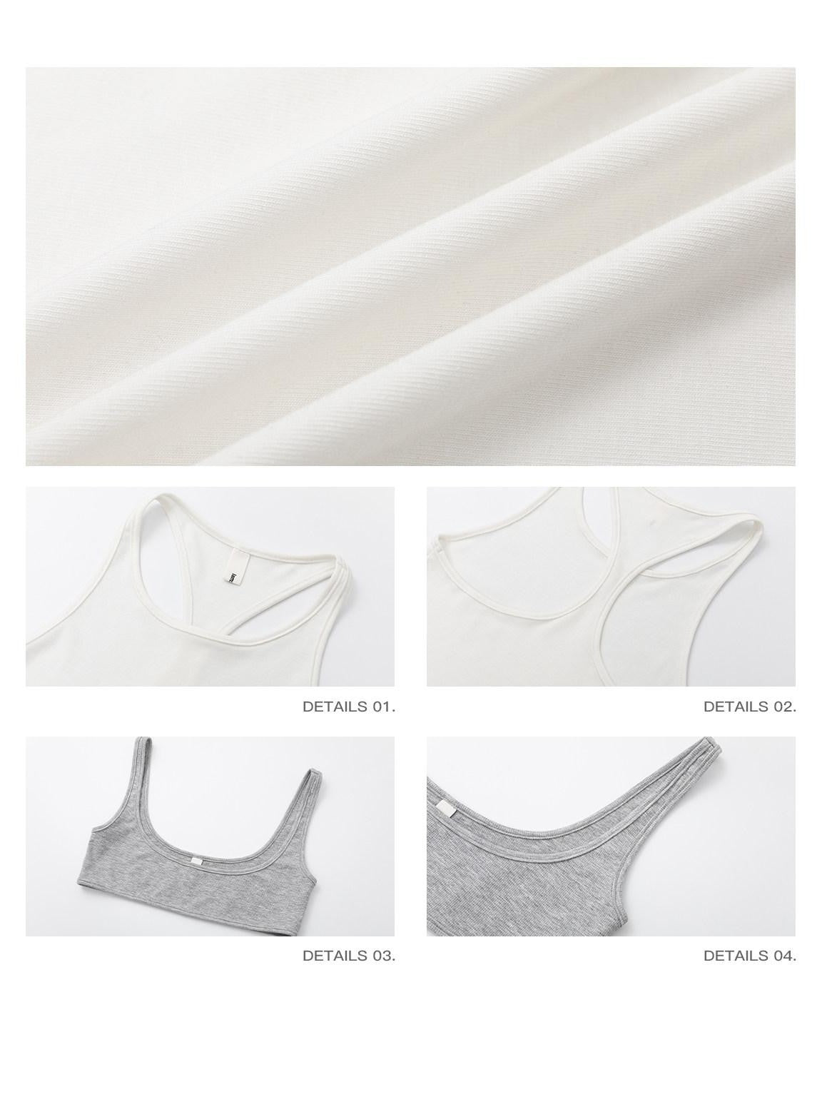 iamxiaa White Gray Contrast Racerback Slim Layered Women&