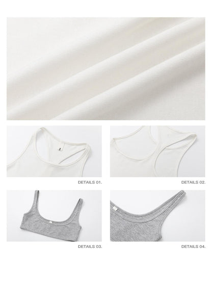 iamxiaa White Gray Contrast Racerback Slim Layered Women&