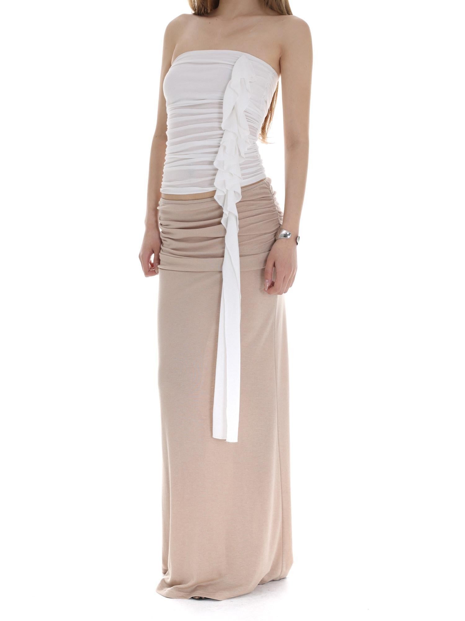 iamxiaa White Ruched Ruffle Ribbon Slimming Women&