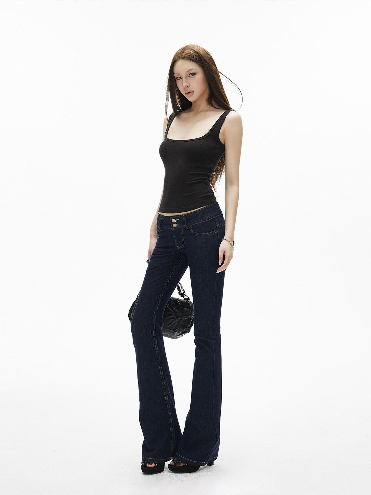 iamxiaa Wide Shoulder Straps U Neck Slim Fit Women&