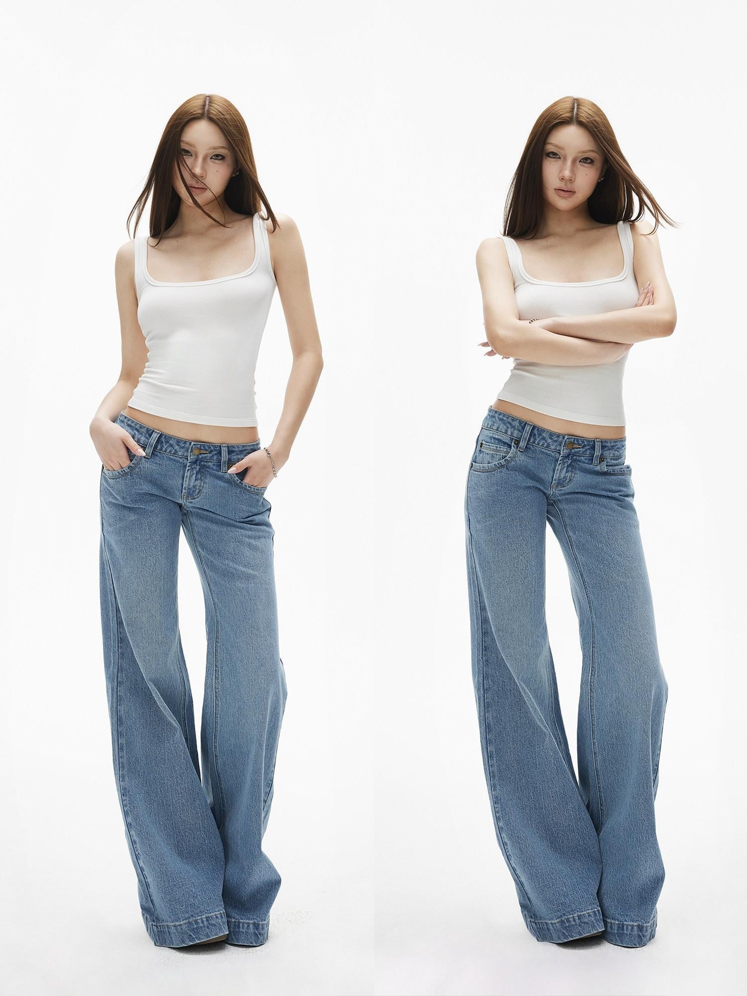 iamxiaa Wide Shoulder Straps U Neck Slim Fit Women&