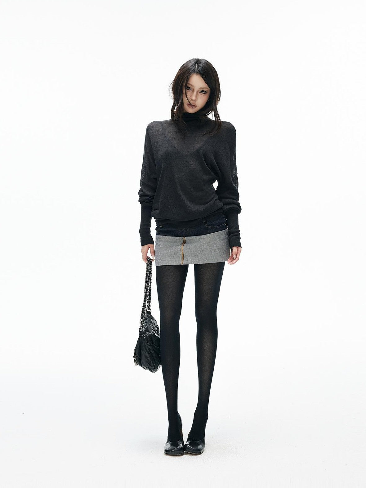 iamxiaa Wide Waistband Fold Over Low Rise Bodycon Cotton Women&