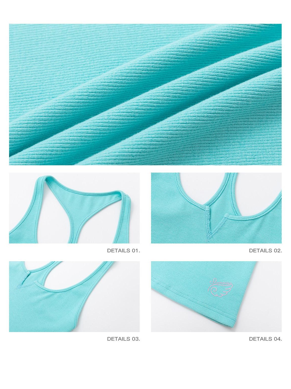 iamxiaa Wing Print Rib Knit U Neck Triangle Slit Racerback Women&