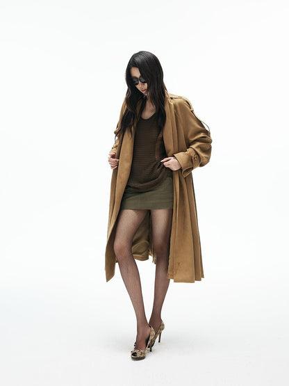 iamxiaa Wrap Belted Longline Collarless Women&